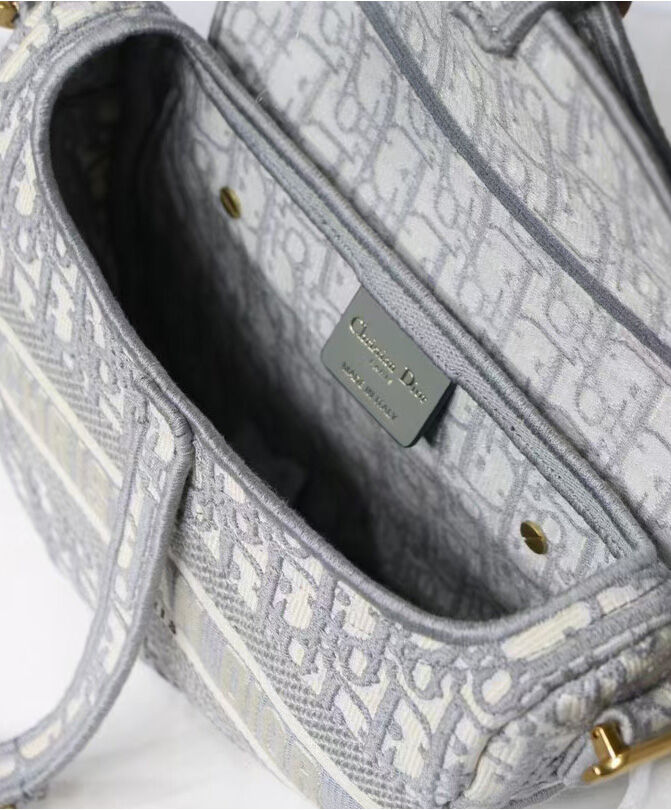 Christian Dior Saddle Original Oblique Embroidered Canvas Bag Gray - Image 9