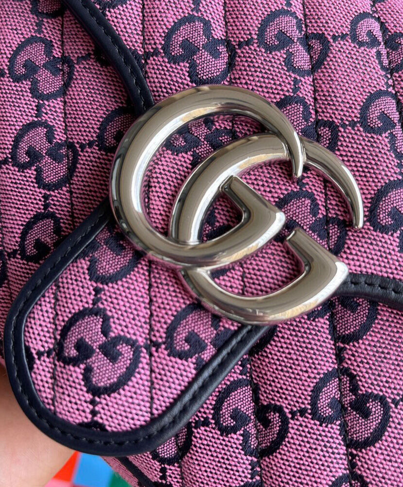 Gucci GG Marmont Multicolor Mini Top Handle Bag 583571 Pink - AlimorLuxury