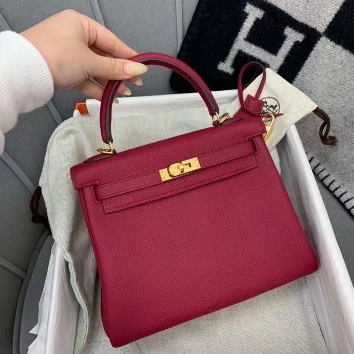 Hermes Kelly 25 Red Togo Epsom Golden Hardware