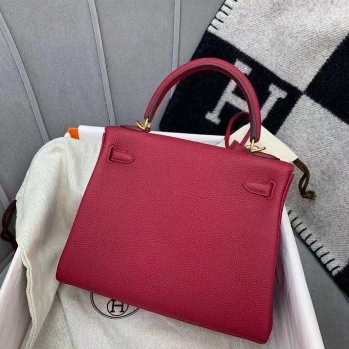 Hermes Kelly 25 Red Togo Epsom Golden Hardware - Image 5