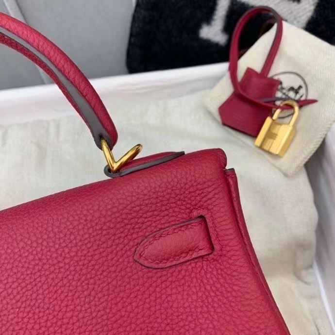 Hermes Kelly 25 Red Togo Epsom Golden Hardware - Image 6
