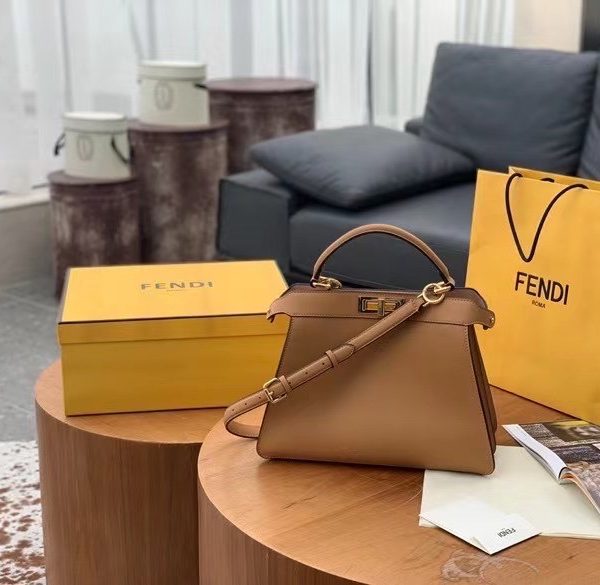 Fendi Peekaboo ISEEU Beige Leather Medium Bag