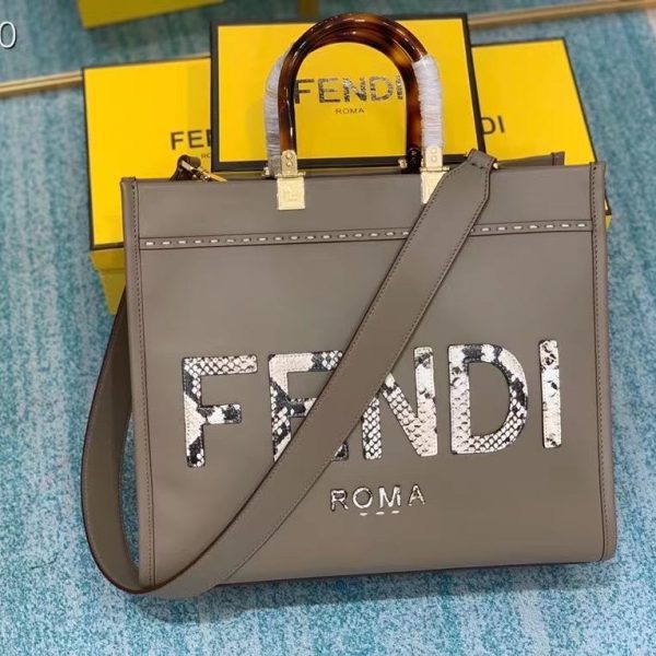 Fendi Sunshine Grey Medium Shopper Bag