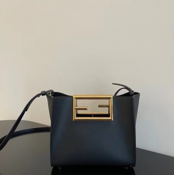 Fendi Way Black Small Leather Tote Bag