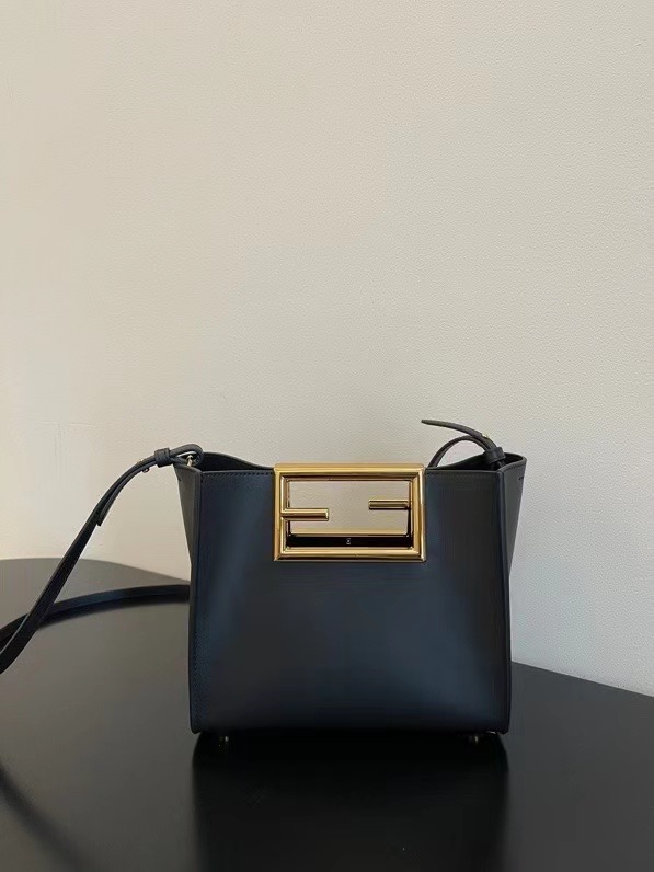 Fendi Way Black Small Leather Tote Bag
