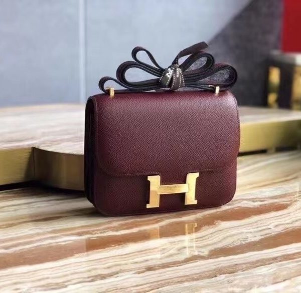 Hermes Burgundy Constance Mini 18 bag