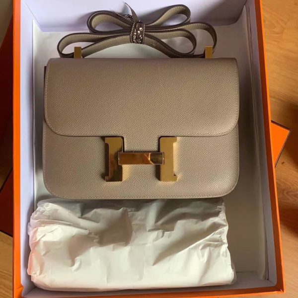 Hermes Taupe Brown Atoll Epsom Constance 24cm