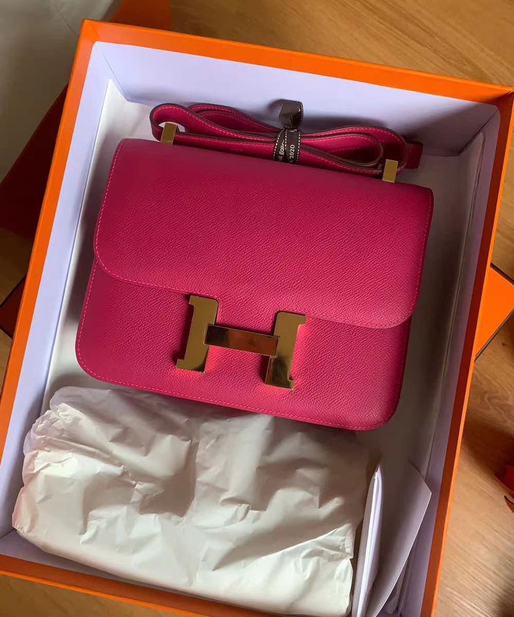 Hermes Red Atoll Epsom Constance 24cm