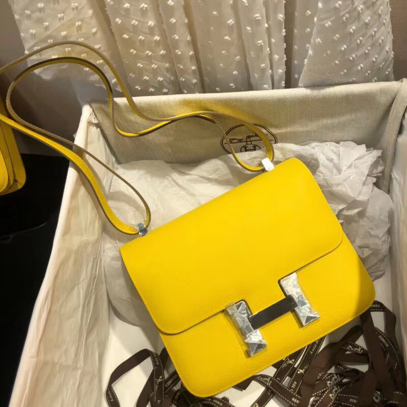 Hermes Yellow Atoll Epsom Constance 24cm