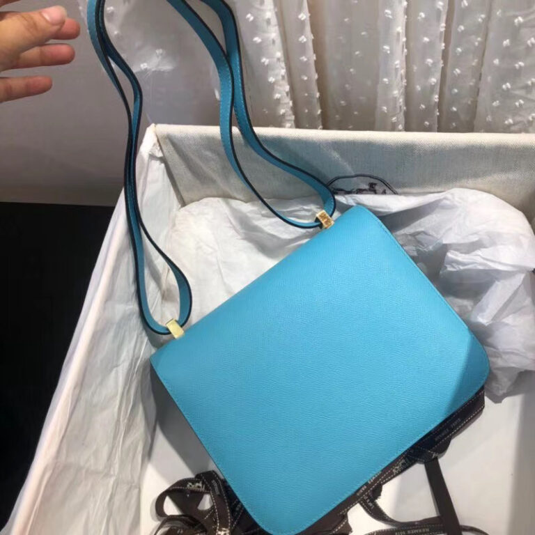 Hermes Blue Atoll Epsom Constance 24cm - AlimorLuxury