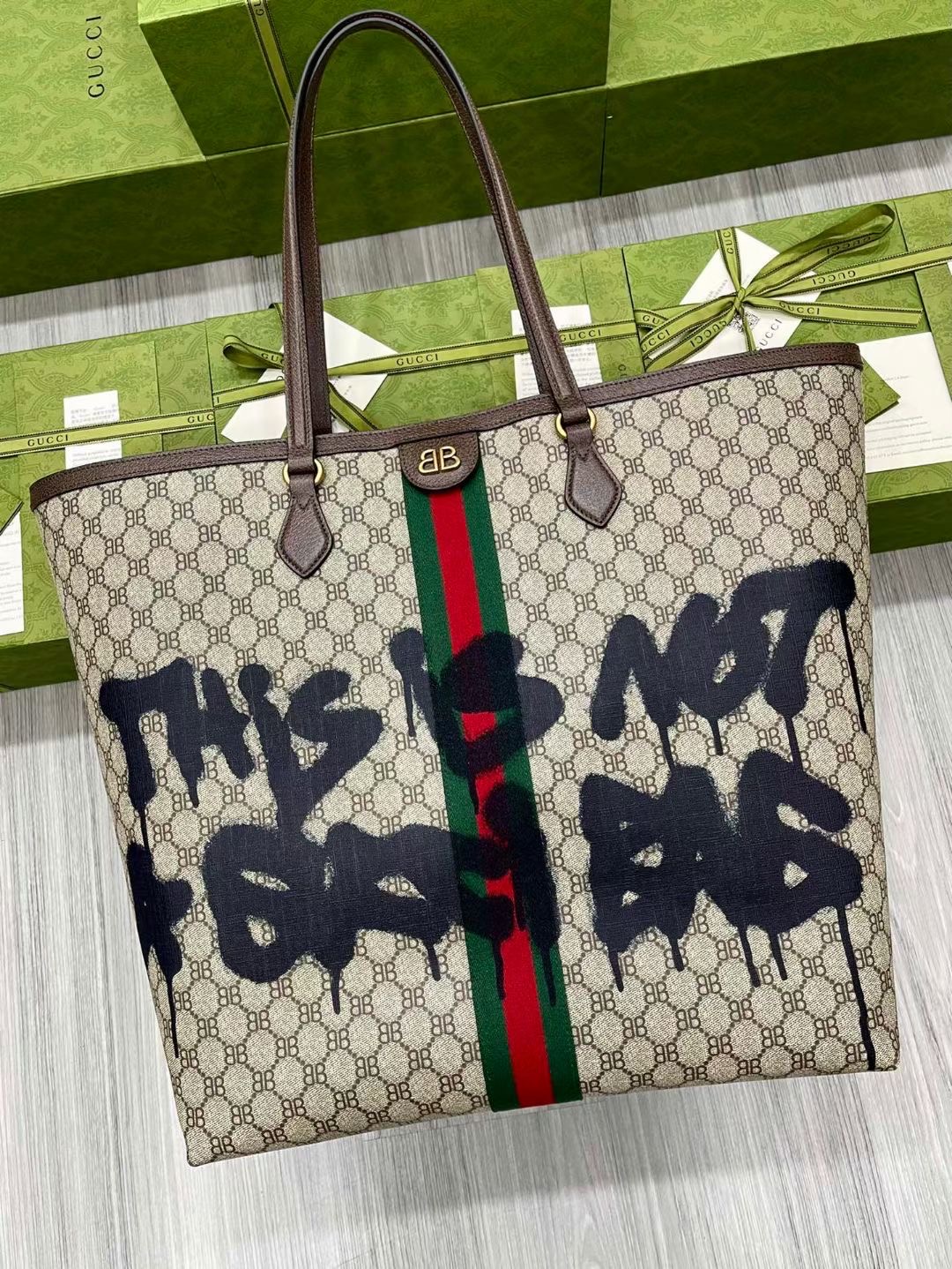 Gucci Balenciaga Hacker Project Graffiti Large Tote Bag - AlimorLuxury
