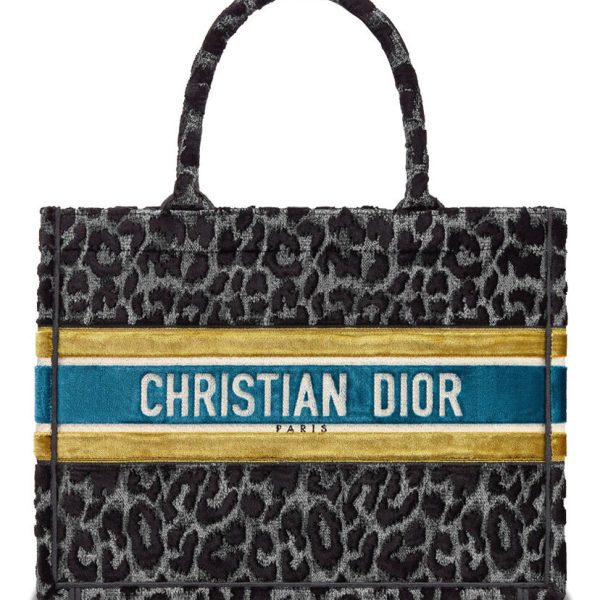 Christian Dior Small Book Tote Velvet Gray