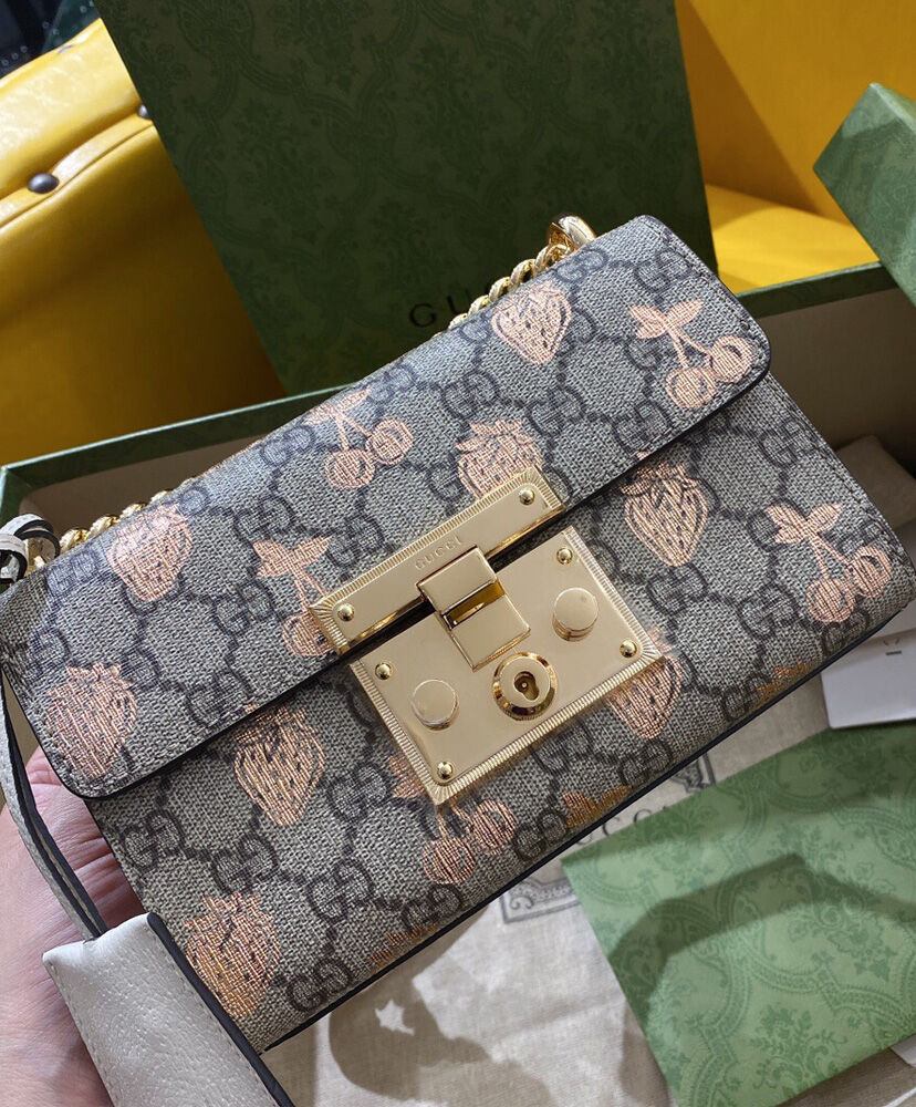 Gucci Padlock Small Berry Shoulder Bag 676238 Cream AlimorLuxury