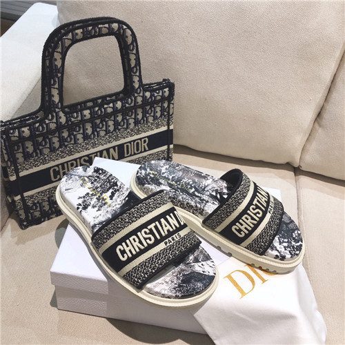 dior embroidered slippers