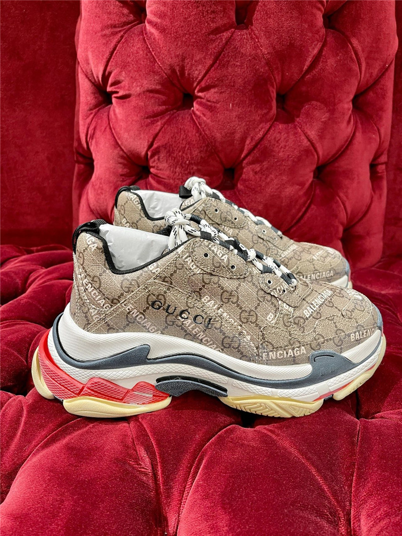 gucci x balenciaga the hacker project triple s beige sneakers