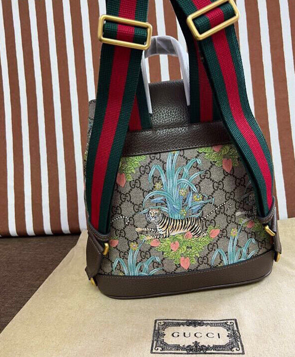 Gucci Tiger GG Backpack 674147 Green - AlimorLuxury