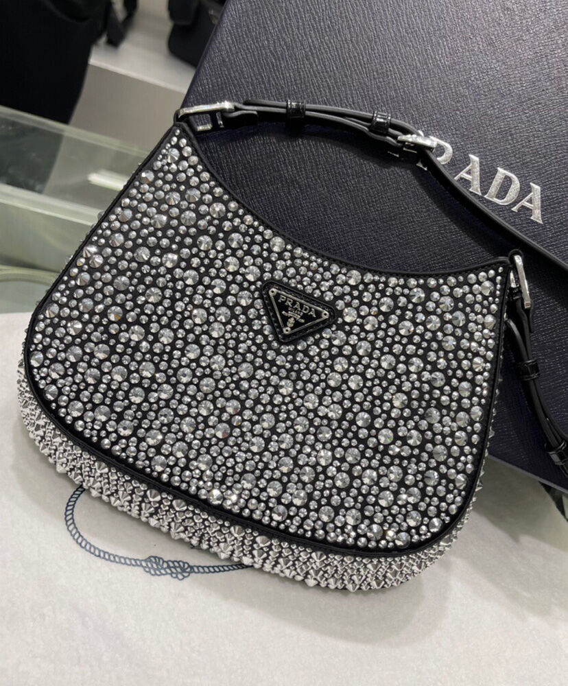 Prada Cleo Satin Bag With Appliques 1BC169 - AlimorLuxury