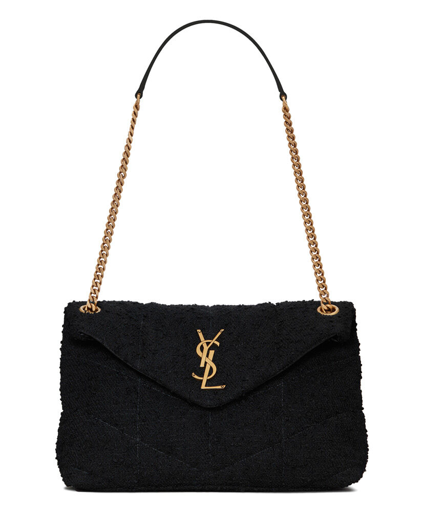Saint Laurent Puffer Small Quilted Tweed Bag 577476 Black Replica
