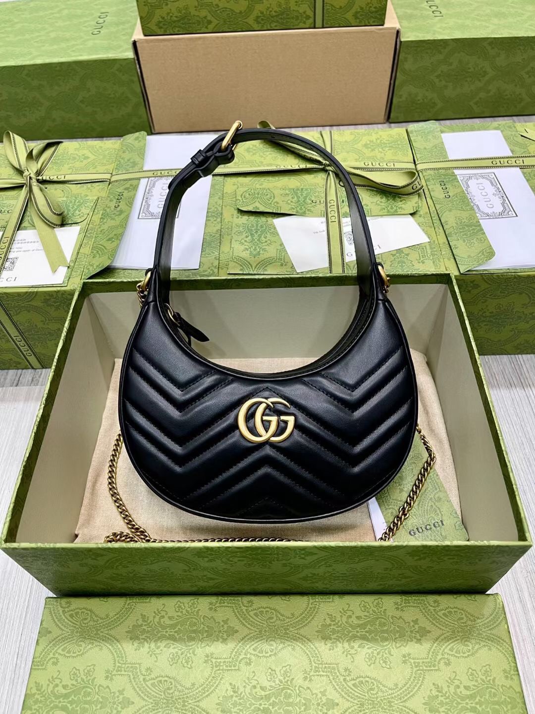 Gucci GG Marmont Half Moon Shoulder Bag 699514 - Replica Bags and Shoes ...