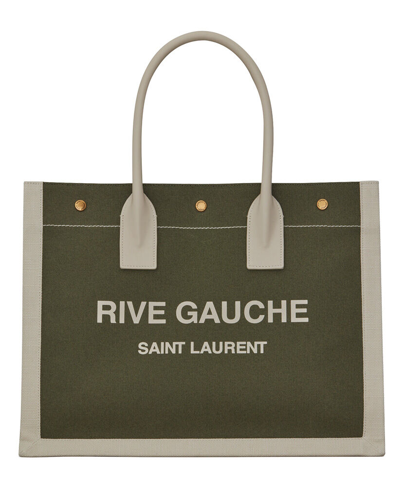 Saint Laurent Rive Gauche Small Tote Bag In Smooth Leather Green ...