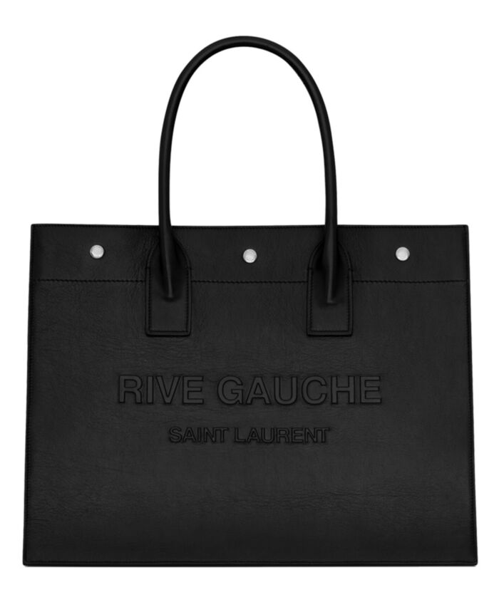 Saint Laurent Rive Gauche Small Tote Bag In Smooth Leather Black ...