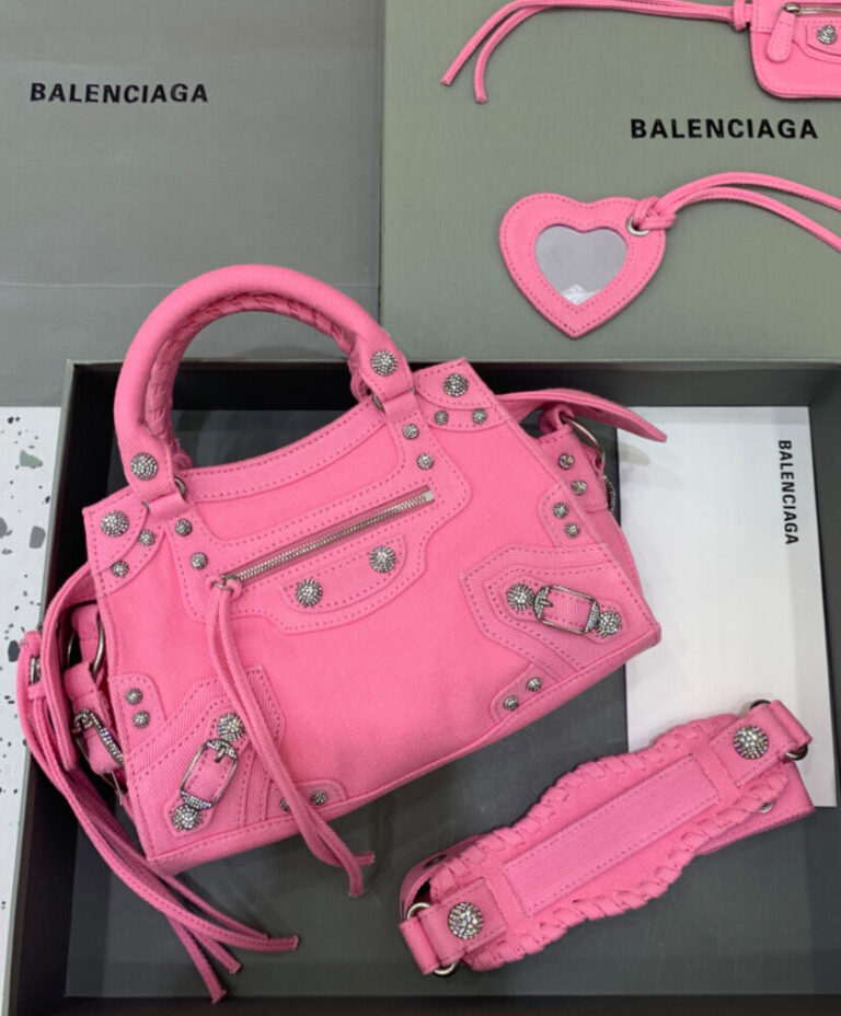 Balenciaga Neo Cagole XS Handbag In Denim Pink - AlimorLuxury