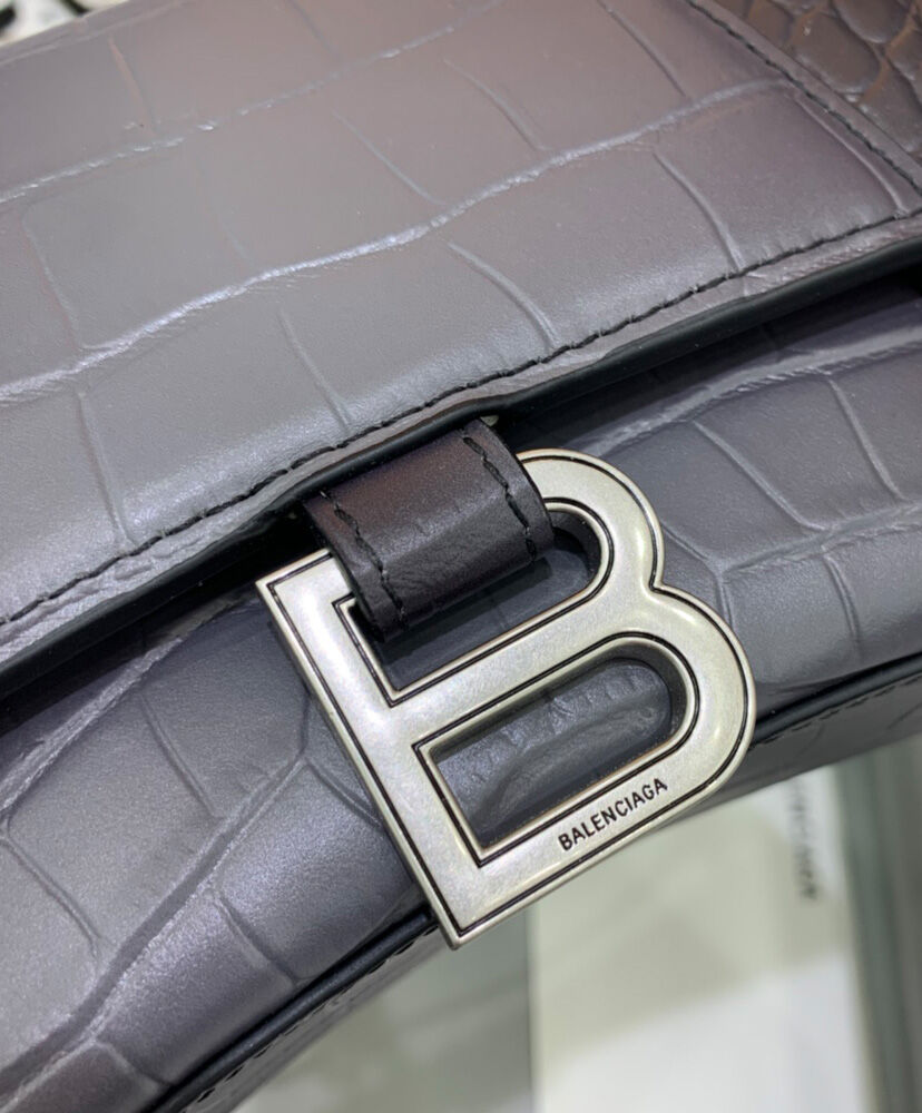 Balenciaga Hourglass Small Embossed Bag Black - AlimorLuxury