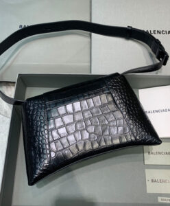 Balenciaga Downtown Small Shoulder Bag With Chain Crocodile Embossed ...