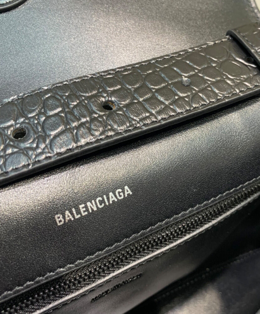 Balenciaga Downtown Small Shoulder Bag With Chain Crocodile Embossed ...