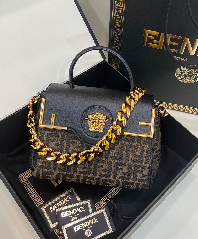 Fendi Fendace La Medusa Medium Handbag AlimorLuxury