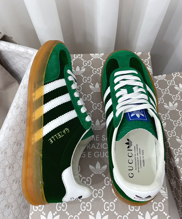 Gucci x adidas Unisex Gazelle Sneaker Green Replica Bags and Shoes