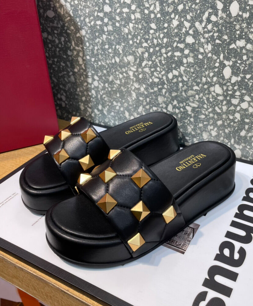Valentino Women's Roman Stud Flatform Slide Sandal - AlimorLuxury