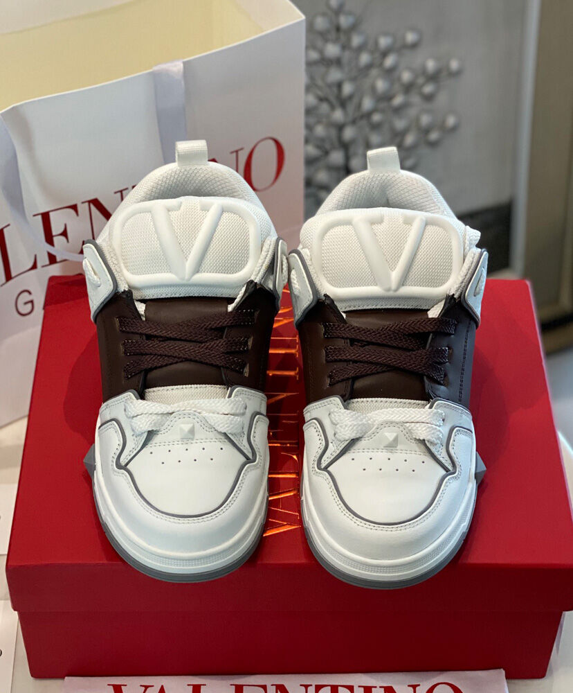 Valentino Unisex Open Skate Calfskin And Fabric Sneaker - Image 2