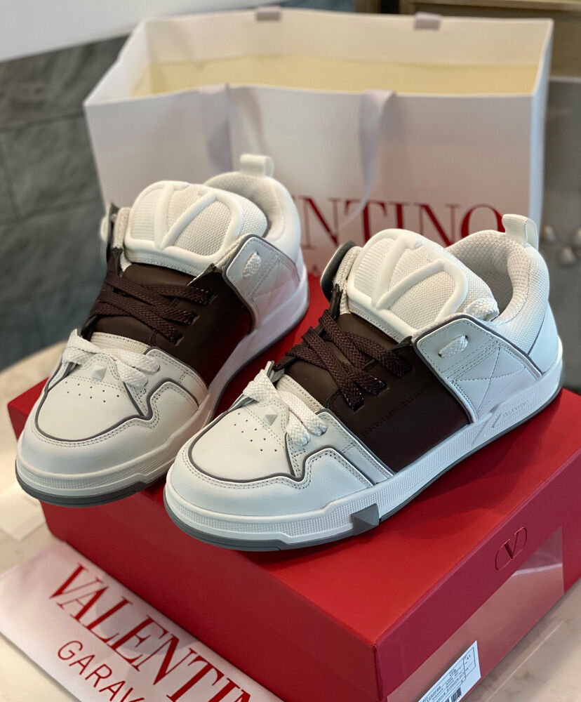 Valentino Unisex Open Skate Calfskin And Fabric Sneaker - Image 3