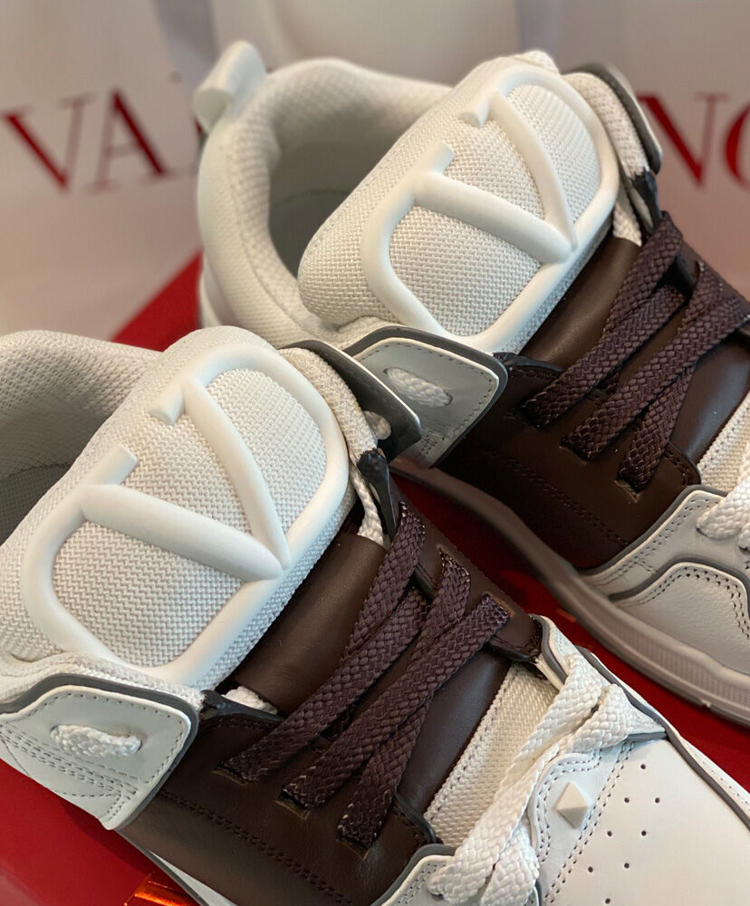 Valentino Unisex Open Skate Calfskin And Fabric Sneaker - Image 7