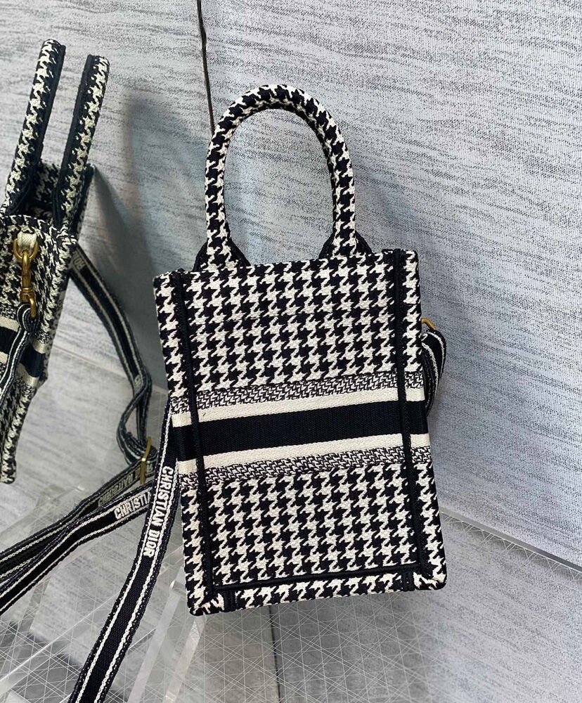 Christian Dior Mini Dior Book Tote Phone Bag Black - AlimorLuxury