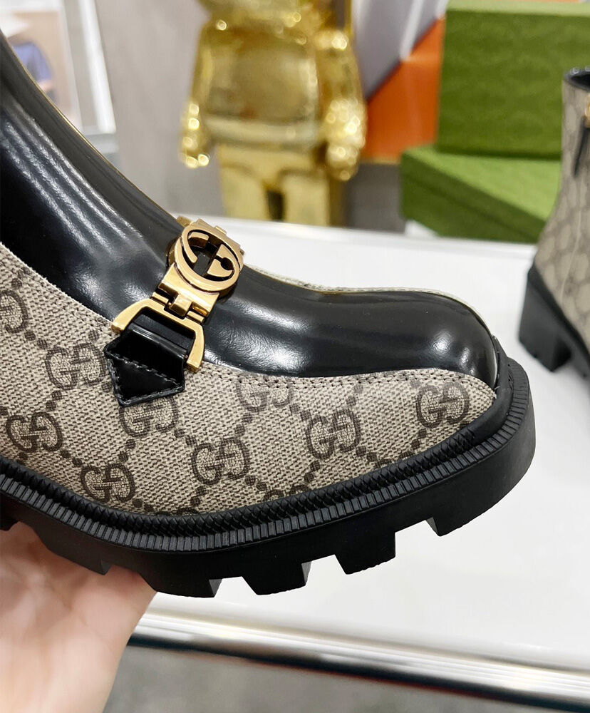 Gucci Women's Interlocking G Horsebit Boot 670412 Black AlimorLuxury