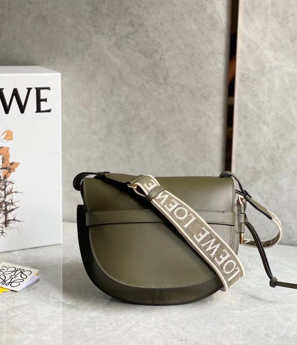 Loewe Small Gate Bag In Green Calfskin and Jacquard - Image 4