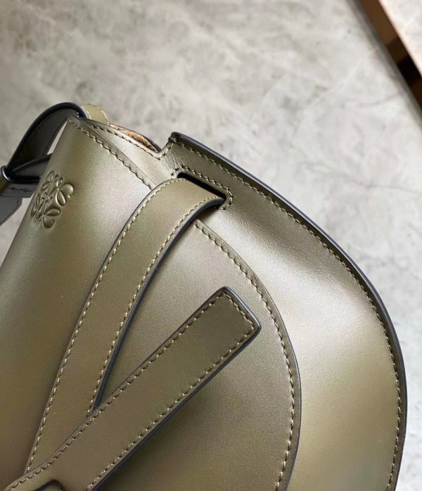 Loewe Small Gate Bag In Green Calfskin and Jacquard - Image 6