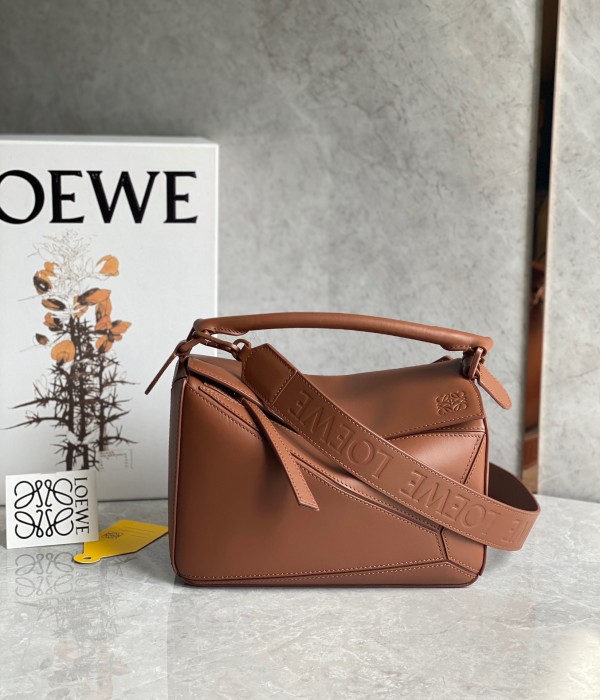 Loewe Puzzle Small Bag In Brown Satin Calfskin - Replica Bags and Shoes ...