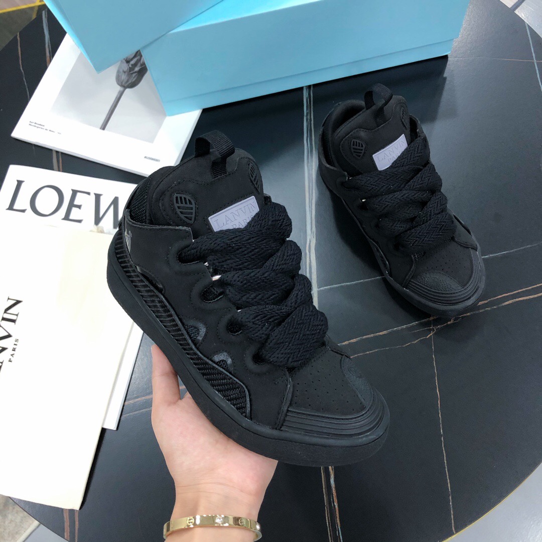 LANVIN LEATHER CURB SNEAKERS