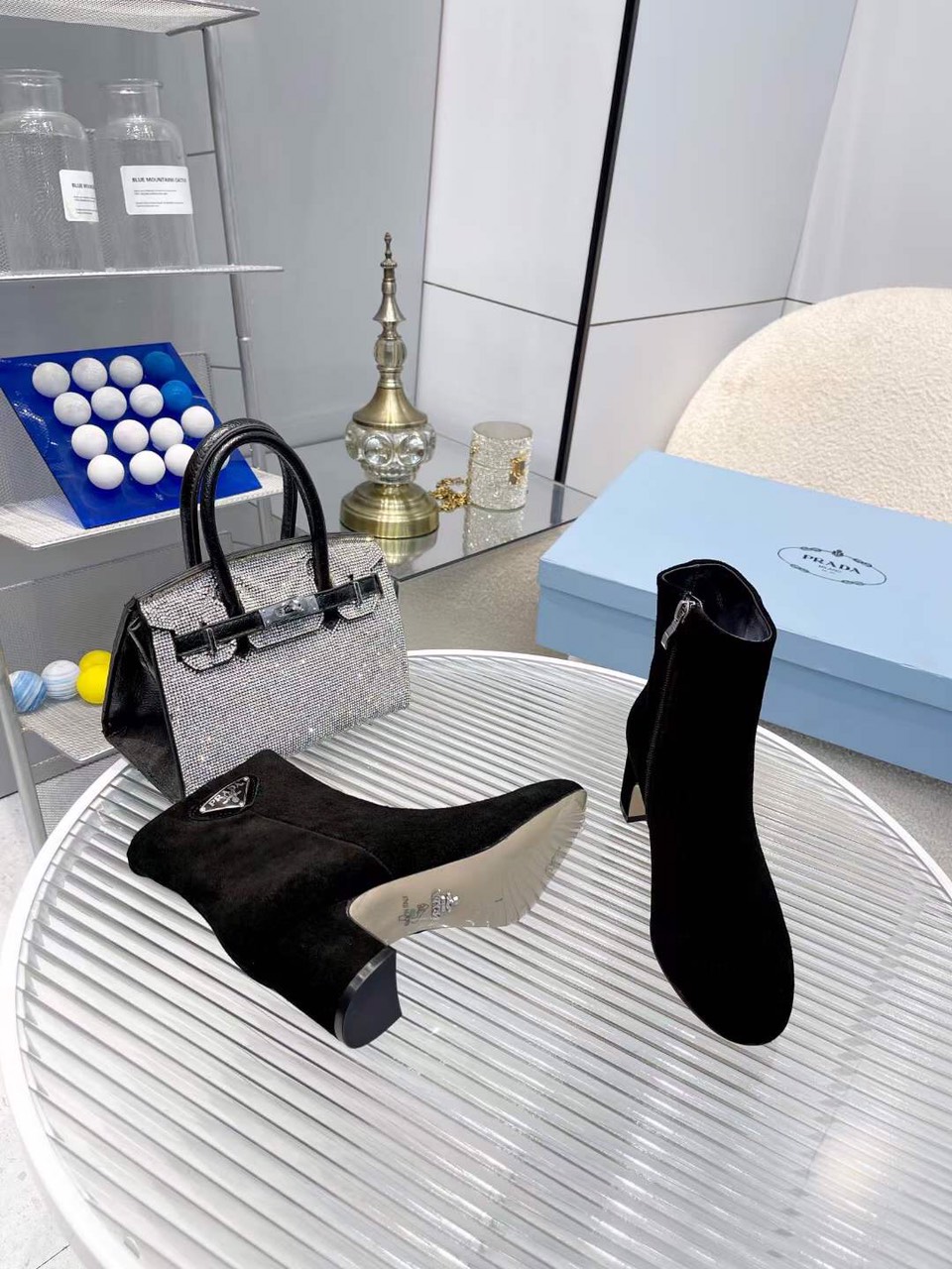 Prada Logo-plaque Leather Ankle Boots - Image 7