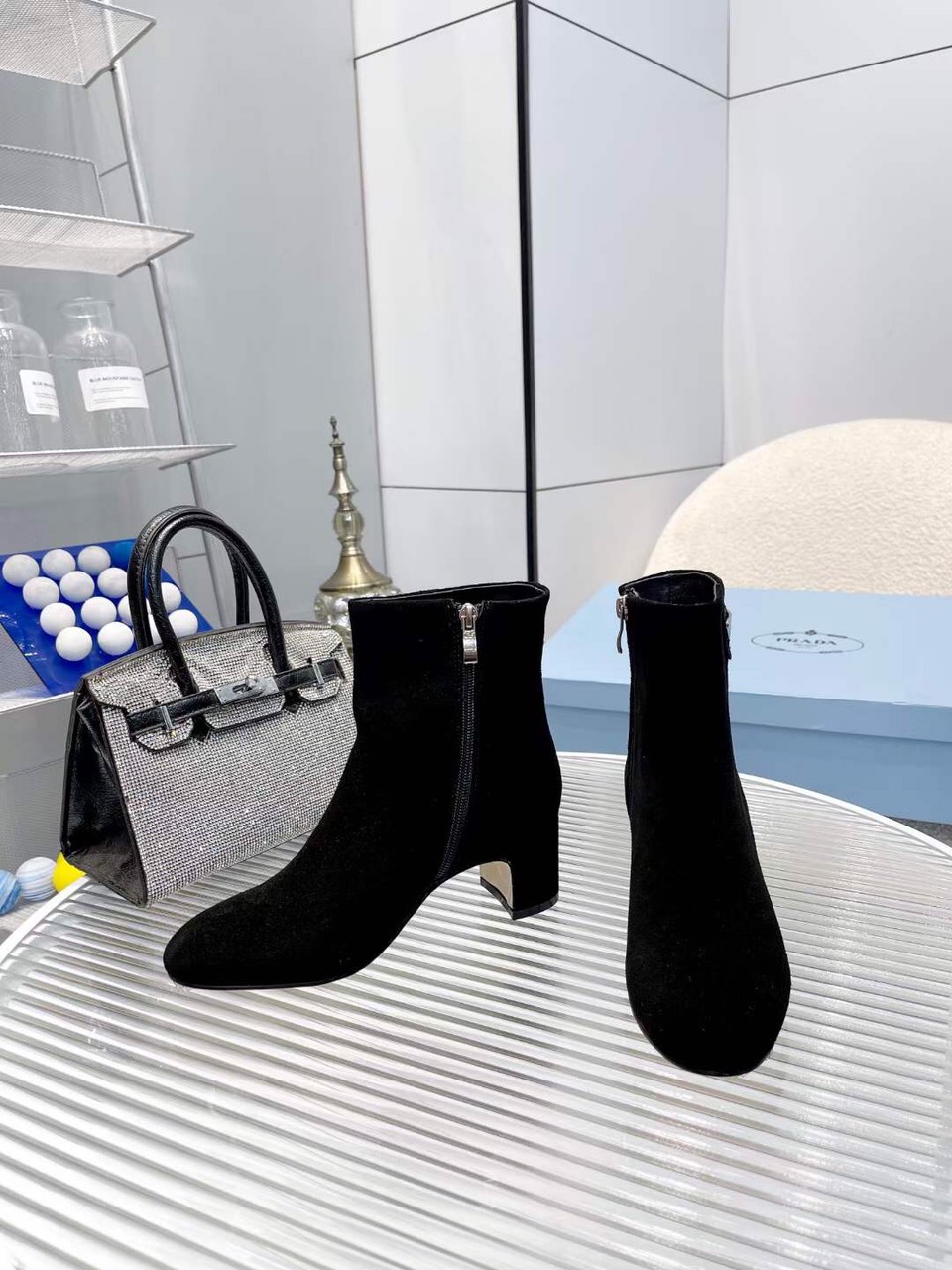 Prada Logo-plaque Leather Ankle Boots - Image 8