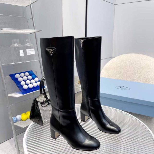 Prada Logo-plaque Leather Boots