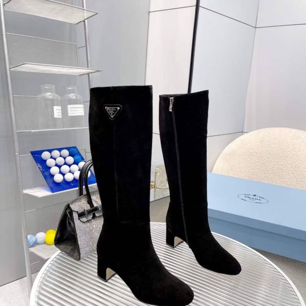 Prada Logo-plaque Leather Boots
