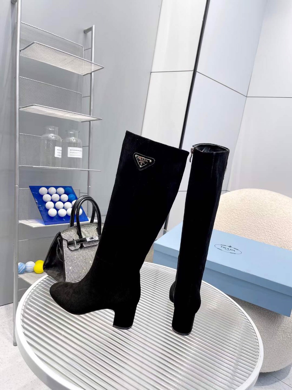 Prada Logo-plaque Leather Boots - Image 8