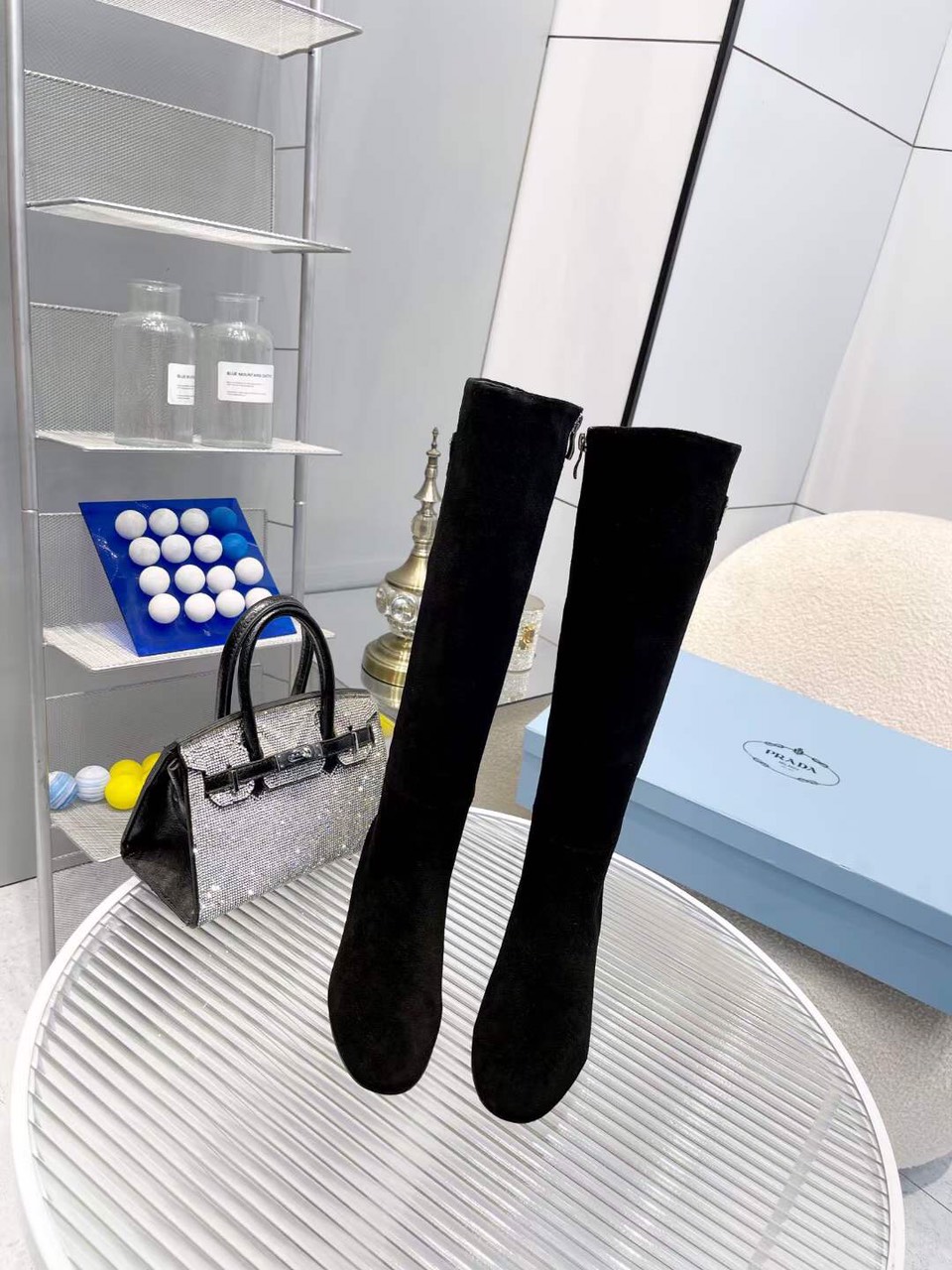 Prada Logo-plaque Leather Boots - Image 9