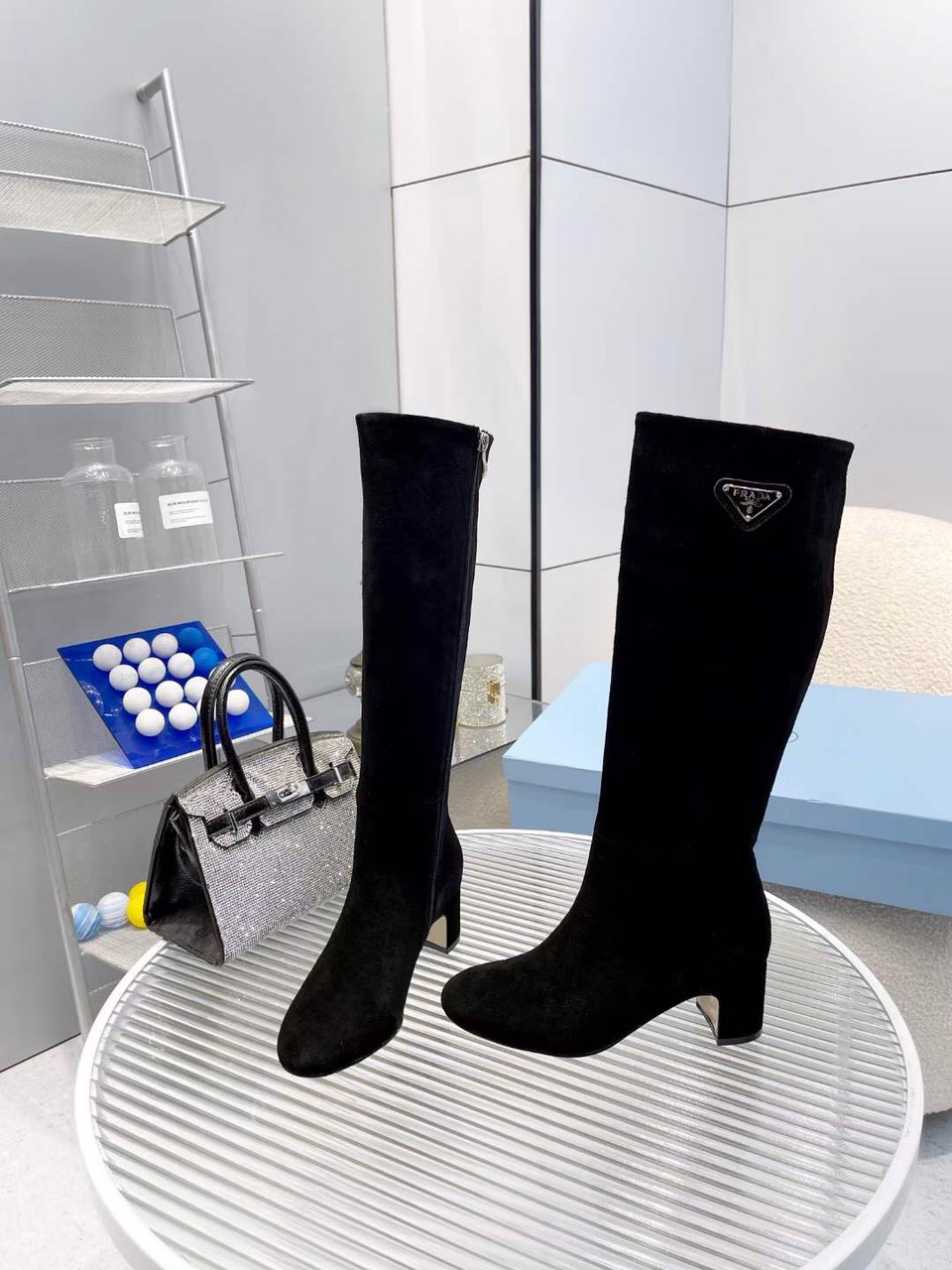 Prada Logo-plaque Leather Boots - Image 2