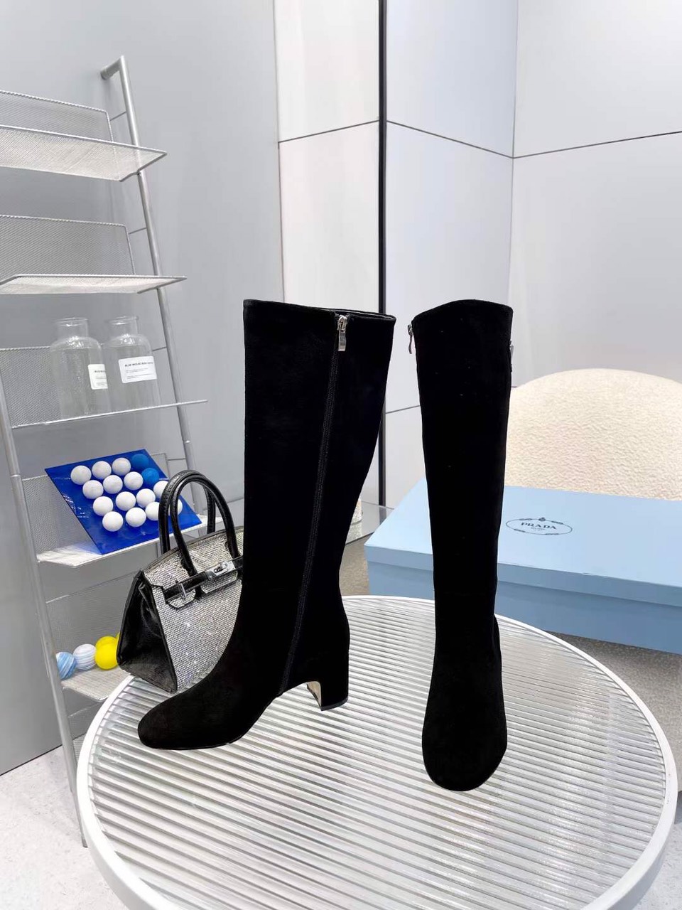 Prada Logo-plaque Leather Boots - Image 3