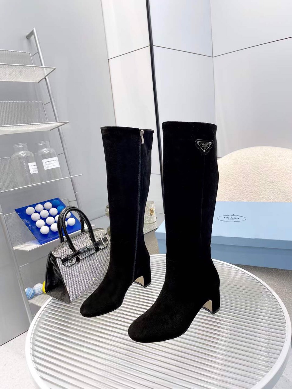 Prada Logo-plaque Leather Boots - Image 4